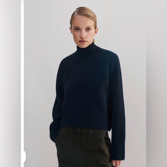 ME+EM Sweaters - ME + EM Merino Cashmere Curved Hem High Neck Sweater - Small